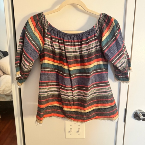 dRA Los Angeles X Anthropologie Mexican inspired striped off shoulder top - Picture 1 of 5